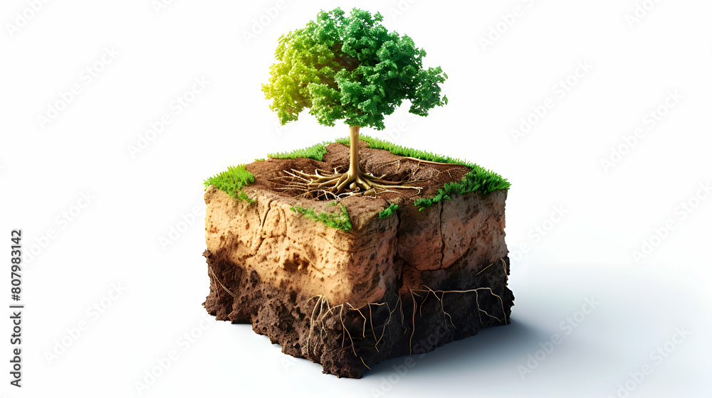 3D Plant Roots Icon with Soil Layers - Illustrating the Vital Role of ...