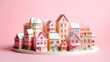 cluster of quaint paper houses arranged in a variety of tiny delicate architectures