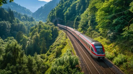Aufkleber - A commuter train passing through a scenic countryside, picturesque rail journey