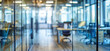 © Peopleimages - AI - Chairs, office and tables of glass workplace interior for start or end of business day in corporate. Building, company and empty workspace with furniture for professional career or occupation