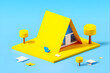 yellow paper house on a vibrant blue background
