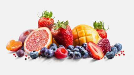 Wall Mural - mix of fruits on isolated background generative ai