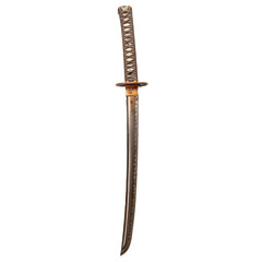 Wall Mural - A long, thin, silver sword with a black handle
