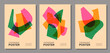 Set of trendy contemporary posters, risograph aesthetics, riso print effect