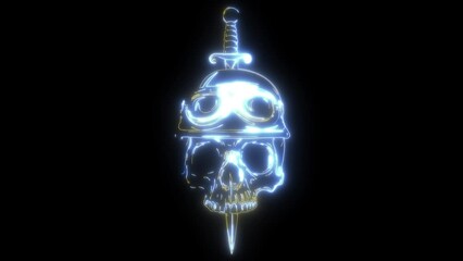 Sticker - Soldier skull in helmet with knive