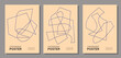 Set of minimal 20s geometric design poster, vector template primitive shapes