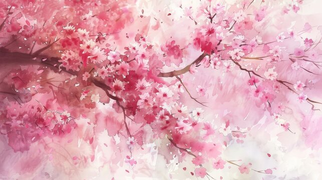 Watercolor painting of cherry blossoms