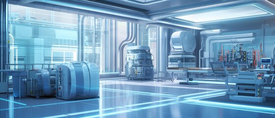 Poster - Futuristic Laboratory with Advanced Technology Equipment