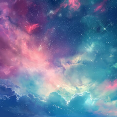 Wall Mural - a colorful sky with clouds and stars