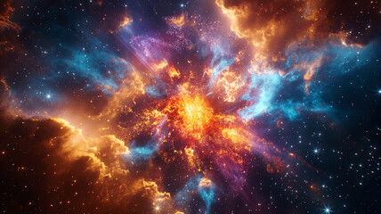 Wall Mural - a colorful galaxy with orange and blue swirls
