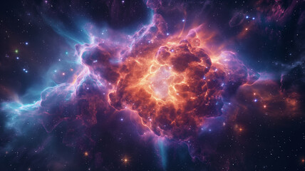 Wall Mural - a colorful galaxy with orange and blue swirls
