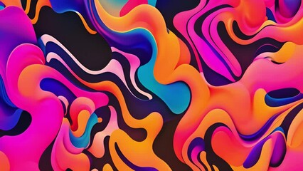 Poster - A dynamic display of intertwining shapes with a lively selection of contrasting hues.