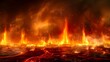 Climate change warning due to volcanic activity causing floods and fires on Earth. Concept Climate change, Volcanic activity, Floods, Fires, Earth