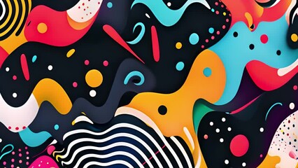 Poster - Colorful abstract composition featuring bold black, yellow, and red shapes in a dynamic arrangement.