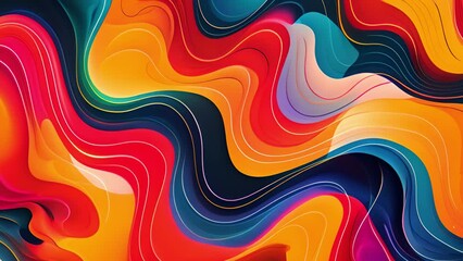 Poster - Vivid abstract background featuring a variety of wavy lines in different colors, creating a dynamic and eye-catching visual composition.