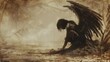 © Hamza - A fallen angel with tattered wings in the style of gothic illustration, 19th-century style