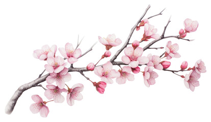 Canvas Print - PNG Sakura tree branch blossom drawing flower.