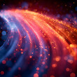 Abstract Glowing Particles Wave Background with Bokeh Lights