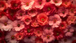 Vibrant Arrangement of Various Red and Pink Flowers on Textured Background