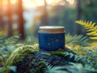 Serene Forest Scene with Moisturizing Cream Jar Amidst Ferns and Moss