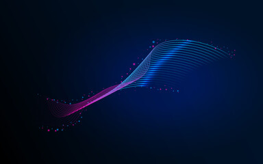 Poster - Abstract technology background with flowing gradient particles