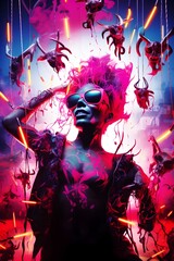 Wall Mural - Electrifying Devil in Disco Lighting