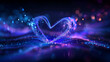 Neon Glowing Heart in a Dreamy Night Landscape: Symbol of Love and Connection in Digital Art