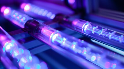 Poster - beams of ultraviolet light piercing through water, a silent but powerful force eradicating the microscopic threats lurking within.