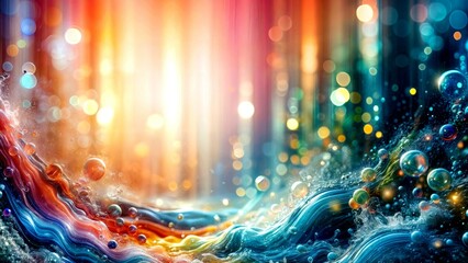 Wall Mural - Colorful Water Reflections with Bokeh-Serene Abstract Background