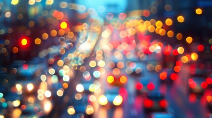 Aufkleber - Blurred lights of city traffic at night, illustrating urban congestion and movement