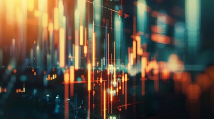 Aufkleber - Candlestick charts displaying stock price movements, financial analysis concept