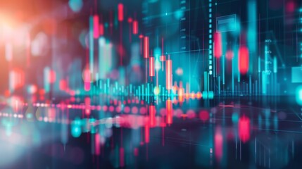 Candlestick charts displaying stock price movements, financial analysis concept