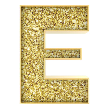 E Font Gold 3D Render