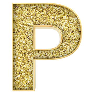 P Font Gold 3D Render