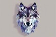 Illustration of a wolf head in low poly style on gray background