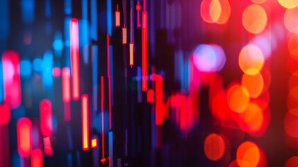 Poster - Close-up of a stock market index chart showing price fluctuations, market volatility
