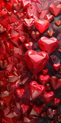 Sticker - Red and pink crystal hearts background