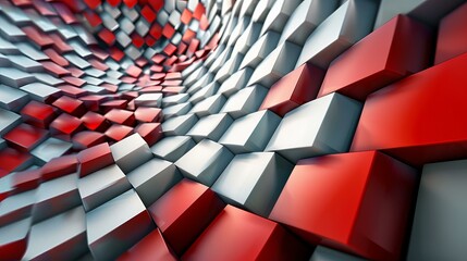 Sticker - Red and white 3D cubes background