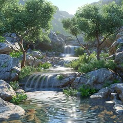 Wall Mural - Waterfall in the mountains