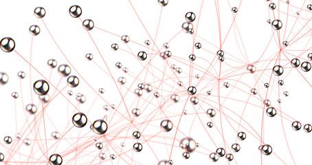 Poster - Futuristic geometric double data flow background with connecting dots and lines. Abstract digital
