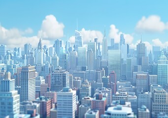 Wall Mural - A beautiful cityscape with many skyscrapers and a blue sky