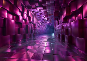 Wall Mural - Pink and purple 3D tunnel