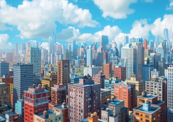  A Small City with Tall Buildings and a Blue Sky