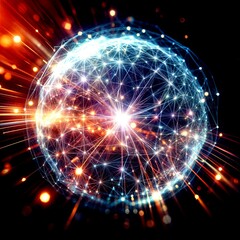 Poster - Futuristic Glow- Interconnected Lines and Depth