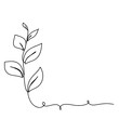 continuous line drawing art of leaves isolated on transparent background. Vector illustration
