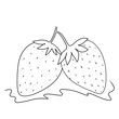 continuous line drawing of strawberry isolated on transparent background. Vector illustration