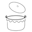 continuous line drawing of cooking pot isolated on transparent background. Vector illustration
