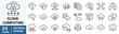 Cloud computing line web icons. cloud services, server, cyber security, digital transformation. Outline icon collection. Editable stroke. Vector illustration