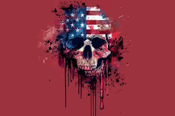 Evil skull in a bandana. Bandana in the style of the American flag. Highly detailed vector illustration.