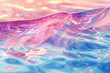 3D to 2D Ripple, Three-dimensional waves dissolving into a two-dimensional surface, Pastel water effect, Copy space